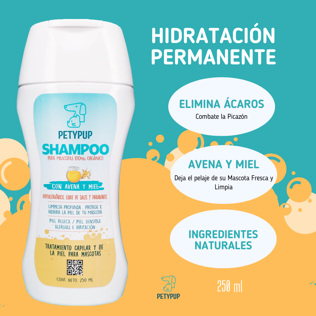 Pague 2 Lleve 3 Shampoo PetyPup Para Perros - Alivia la Picazón y la Resequedad a base De Avena Y Miel 🧴🍯🐶