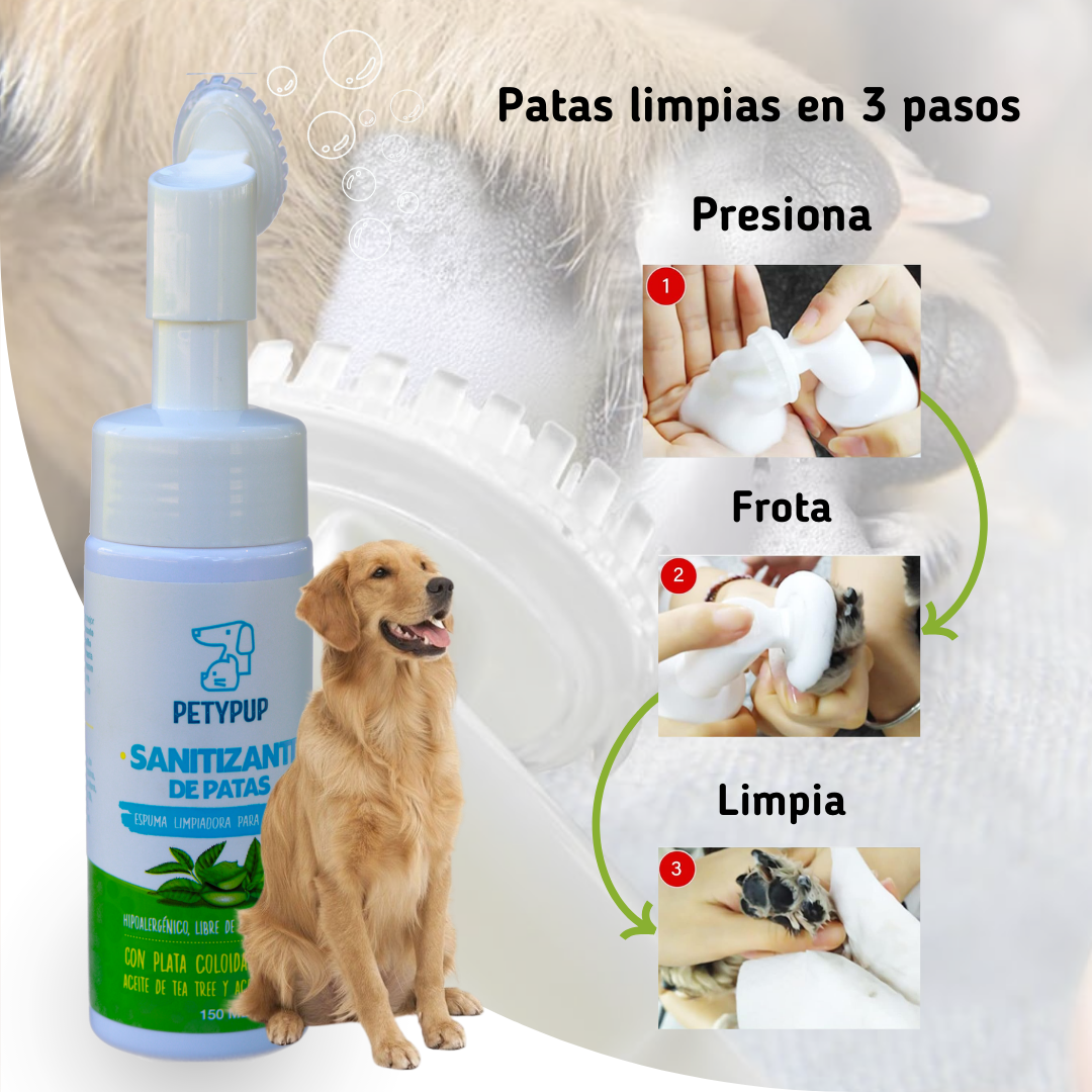 Pague 2 lleve 3 🧼 Espuma limpiadora y desinfectante para patas de perros y gatos petypup 🐶🐱 Adiós gérmenes y bacterias 🦠🐾