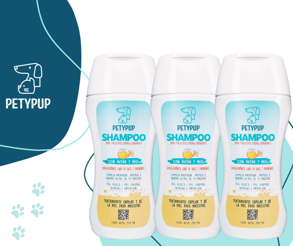 Pague 2 Lleve 3 Shampoo PetyPup Para Perros - Alivia la Picazón y la Resequedad a base De Avena Y Miel 🧴🍯🐶